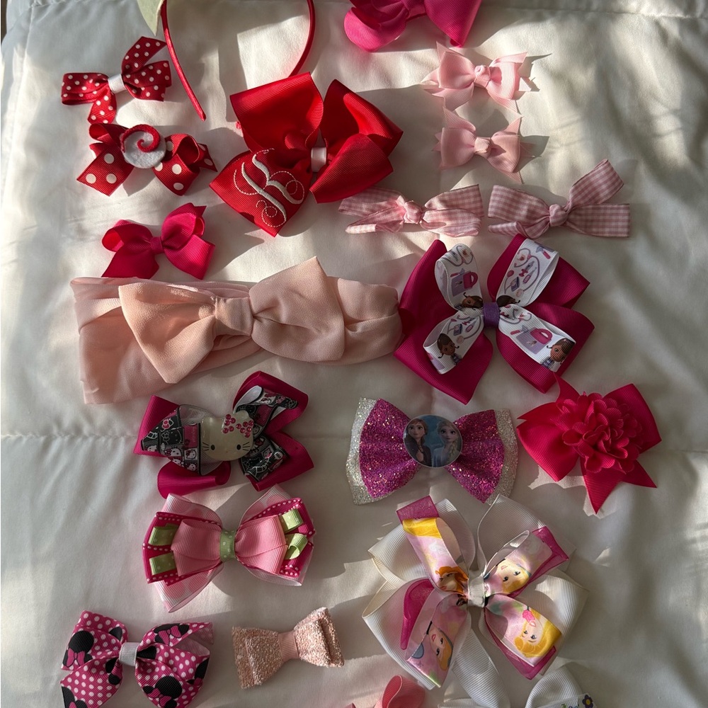 Assorted Pink and Red Hair Bows for Kids